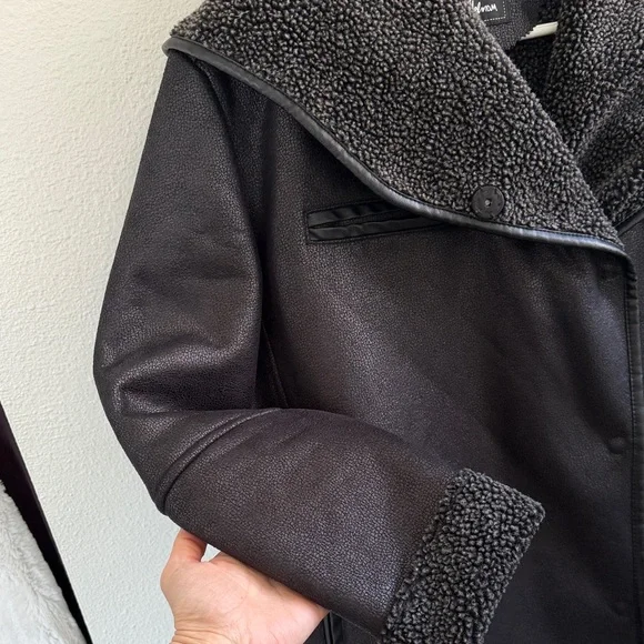 Sam Edelman Charcoal hooded Teddy Jacket - Picture 4 of 13